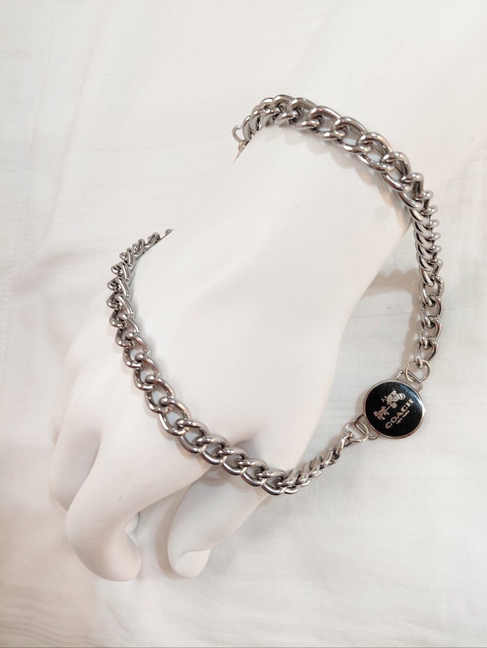 Coach Silver Black Charm Necklace - Picture 5 of 6